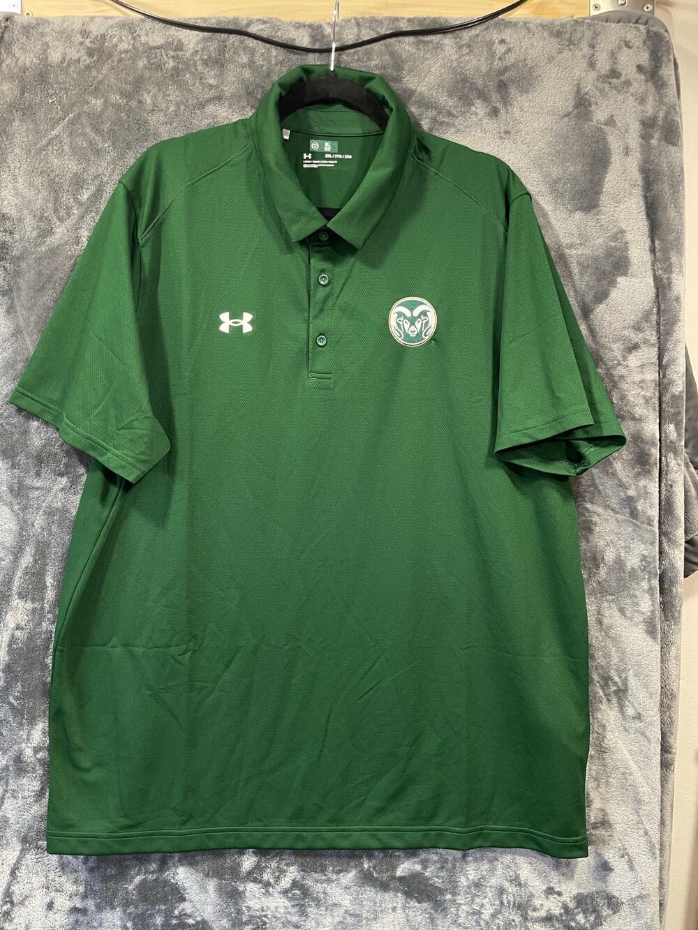 Under Armour Mens 2XL Green Colorado State Rams Performance Golf Polo Shirt NWOT